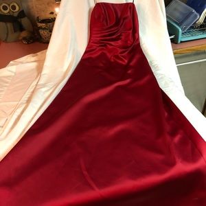 ABS by Allen Schwartz collection red silk dress